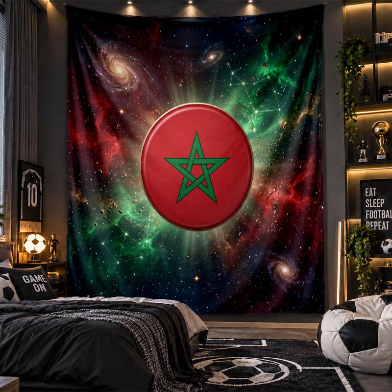 Wall Hanging Tapestry Morocco Football Print Cloth for Living Room Bedroom Home Decor