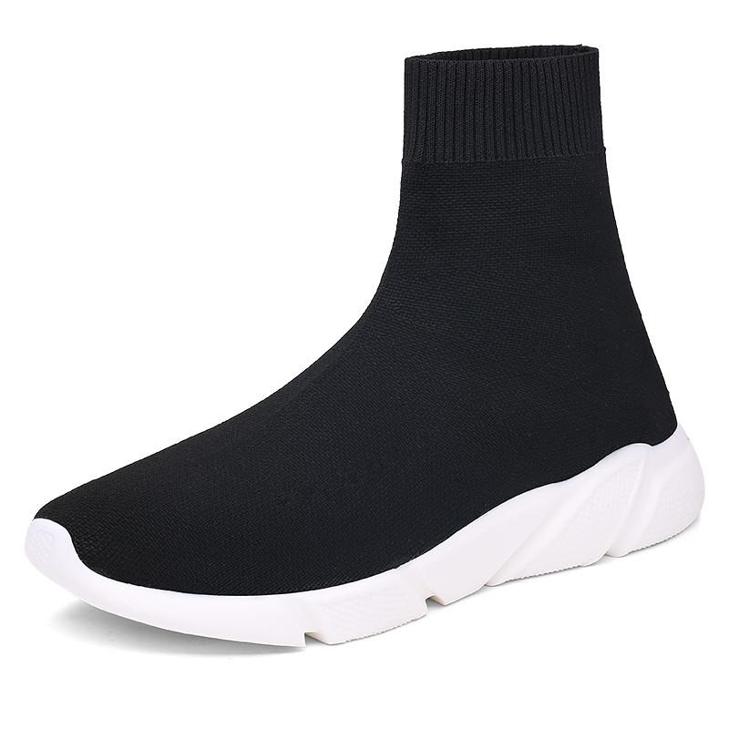 Brand Unisex Socks Shoes Breathable High-top Running Shoes Men's Casual Sneakers Mesh Stretch Fabric Slip-On Ladies Sports Shoes