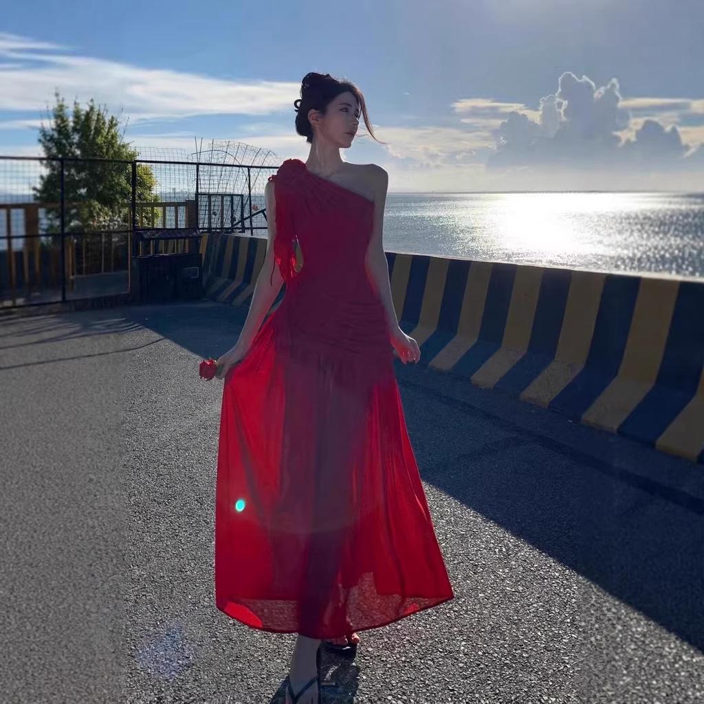 High Waist Sleeveless Dress Greek Pendant Sexy Long Dress Hottie Pure Desire To Look Thin