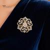 Floral Jewelry Solid Alloy Brooch, Hollow Pattern Lapel Pin with Strong Buckle Brooch Design, Electroplating Anti-Oxidation Badge for Coats
