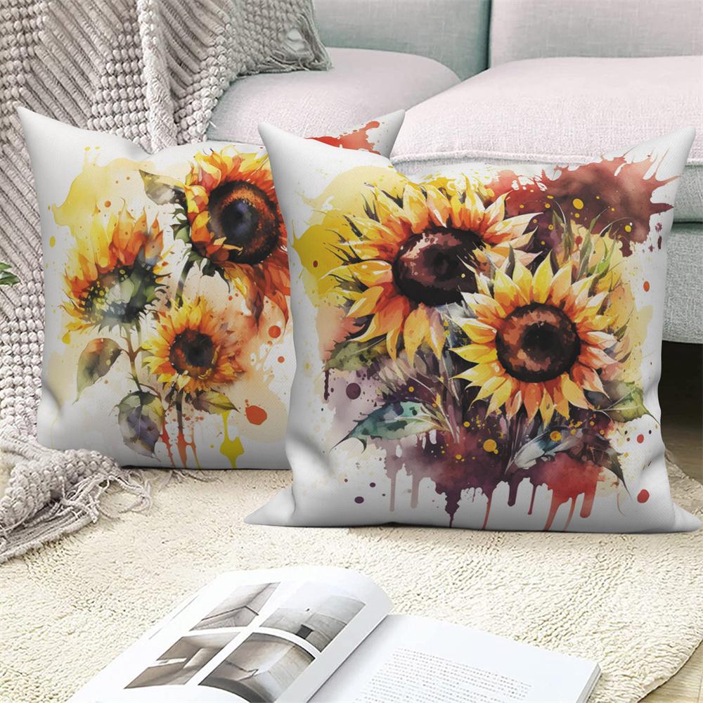 Sunflower Decorative Pillow Cover Cushion  Throw   for Sofa Car Living Room Decoration