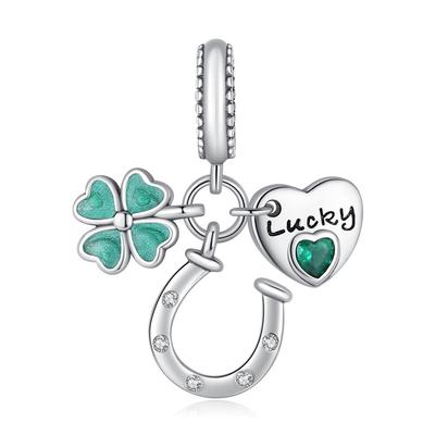 Ahthen Copper Bead Charms FourLeaf Shamrock Horseshoe Charm Fit Snake Chain Bracelets Necklaces for Women Jewellery Making