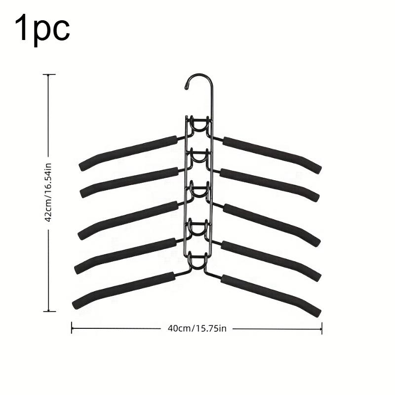 

1pc 5-Layer Heavy-Duty Space-Saving Coat Hangers 5-in-1 Multi-Layer Metal with Non-Slip Foam Padding Iron Coats Sweaters Suits чорний