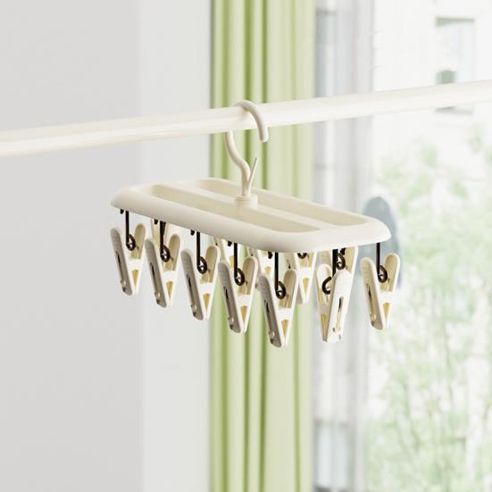 Rotatable 360° Clothes Drying Racks, Strong Windproof Non-Slip Multi-Clip Design, Appropriate Spacing Durable PP Clips, for Balcony Clothes Socks