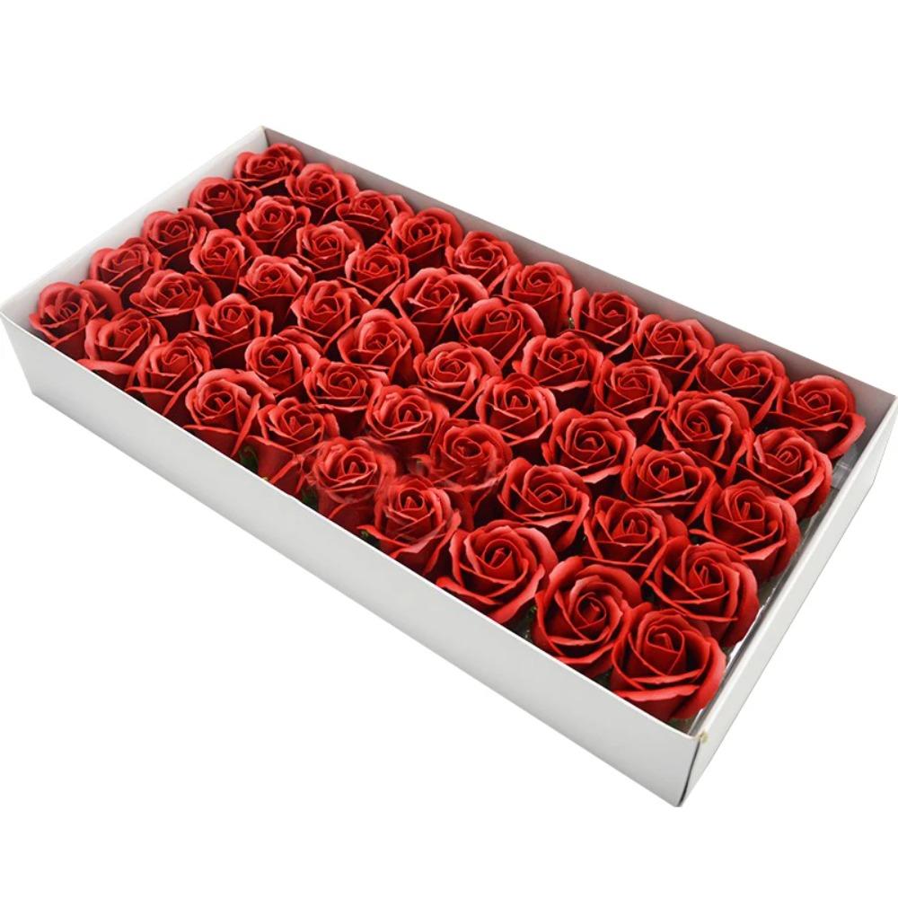 50Pcs Handmade Soap Rose Flower Three Layer Rose Wreath Making Artificial Rose Flowers Realistic Floral DIY Flower Head