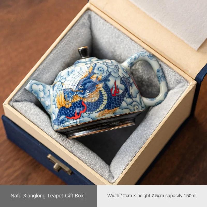Chinese Underglaze Color Ceramic Teapot Tea Gift Customized Tea Infuser Tea Pot