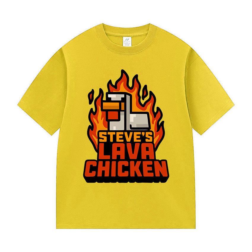 Steve‘s Lava Chicken Jockey Funny Meme T Shirts Men Women Fashion Humor Cotton T-shirts Vintage Oversized Short Sleeve Tops Tees