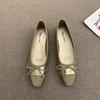 French Silver Bow Light Mouth Single Shoes Female Spring Retro Fairy Ballet Style Commuter Ladyshoes