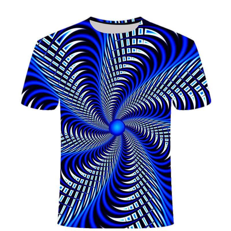 3Dt-Shirt Vertigo Pattern Print Casual Versatile Crew Neck Men'S T-Shirt