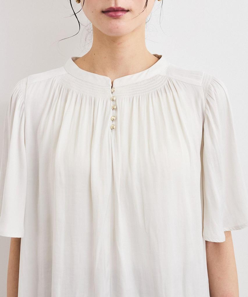 Charcoal [BIS] Women's 2-Way Split-Fiber Half-Sleeve Blouse,