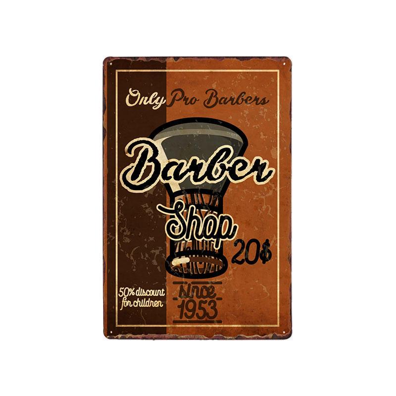 Hohappyme Vintage Barber Shop Metal Signs Barbershop Poster Bar Pub Retro Plaque Haircut and Shave Beard Iron Plates 20x30 Cm