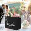 Bride Tote Bag Large Capacity Canvas Bags with Bride Lettering Shopping Handbag for Engagement Wedding Bachelorette Party Travel