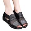 Mom sandals women wear soft leather soft sole wedge heel fish mouth in the elderly women's shoes summer 2025 new sandals batch