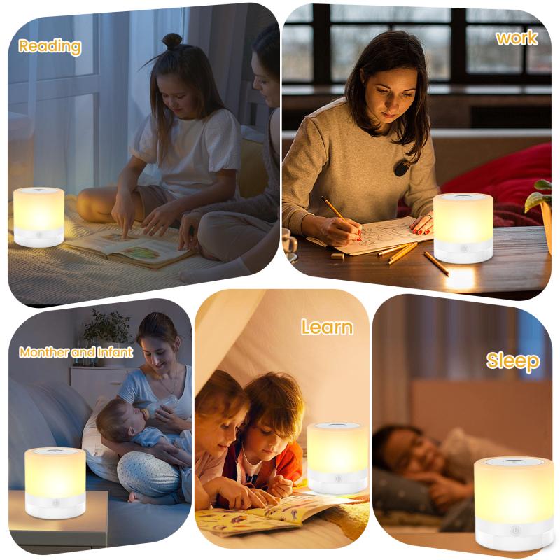 Rgb Colorful Night Light 7 Color-Changing Adjustable Brightness Table Lamp With Handle For Bedroom