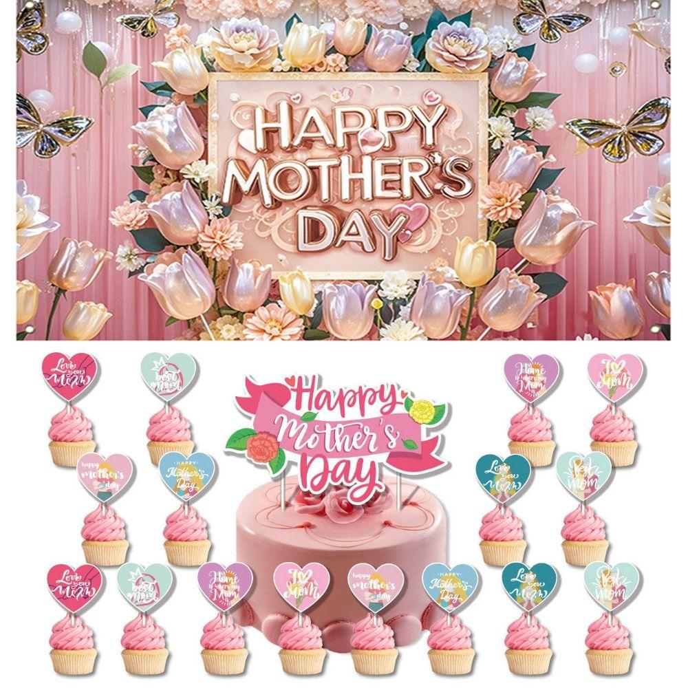 Polyester Mother Photography Backdrop Love Heart Hanging Background  Poster Props