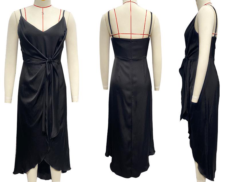 2024 Spring/Summer European and American Women's Solid Color Sling French High-End Dress