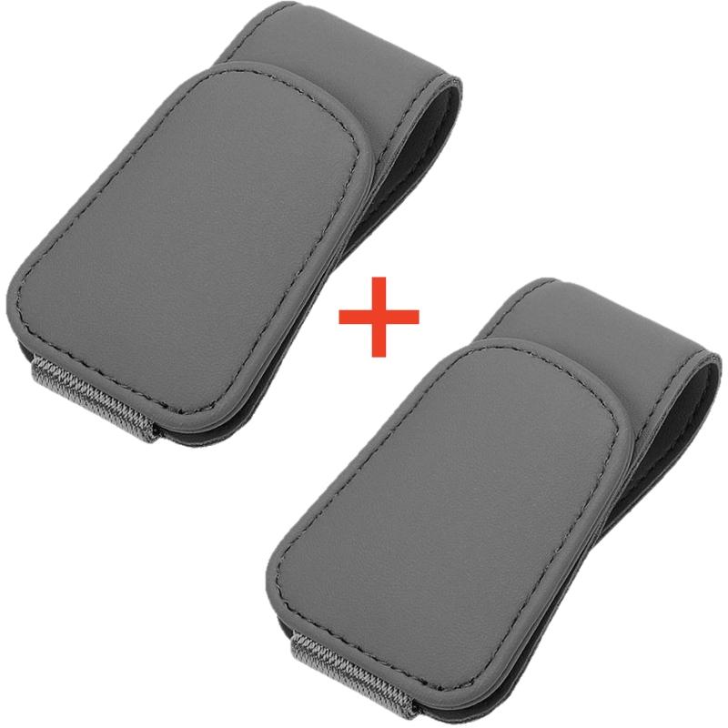 Sunglasses Holder For Car Sun Visor Leather Eyeglass Holder Ticket Card Clip Magnetic Car Glasses Holder Car Visor Accessories