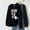 2026 Spring Plus Size Loose Hoodie with Fashionable Woman Print, Round Neck, and Raglan Sleeves