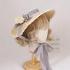 Handmade Elegant Flowers Straw Hat Multi Colored Bonnet Flat Hat Lolita Cosplay Ribbon Straw French Hat for Beach Vacation