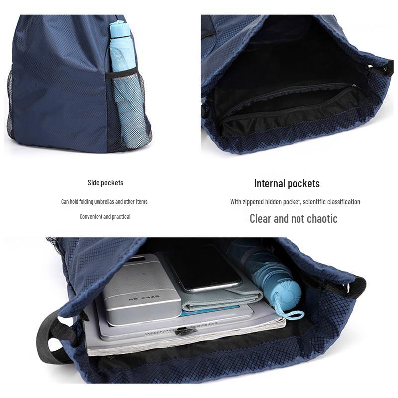 Unisex Logo Print Drawstring Backpack - Large Capacity Sports & Fitness Bag