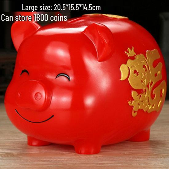 Large Gold Cartoon Piggy Bank Savings Jar