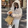 Trendy American Sle Women's Ort Cotton Jaet Coat with Hood Winter Faion Small Size Design Sense Bread Clothes