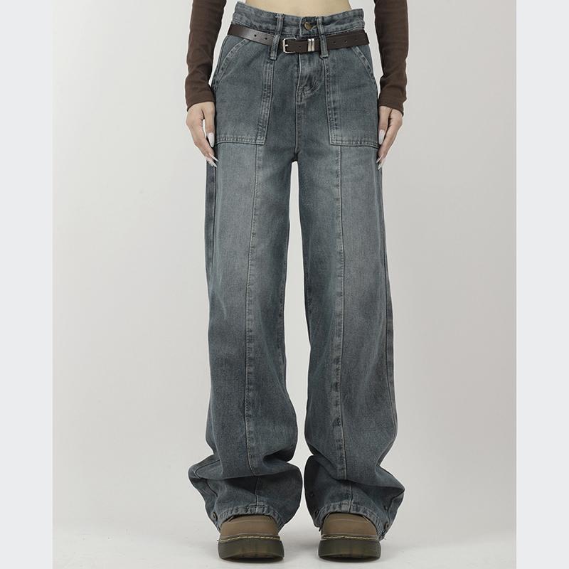 

Женские винтажные джинсы 90-х годов, женские мешковатые брюки в стиле Харадзюку, джинсовые брюки в стиле 2000 года, свободные синие широкие брюки из денима в стиле пэчворк S синий