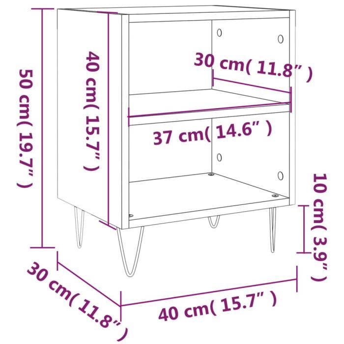 VidaXL Tables de chevet 2 pcs noir 40x30x50 cm bois d'ingénierie 826783