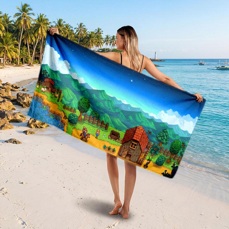 Large Beach TowelStardew Valley Soft Absorbent Towel Beach Bath Home Use