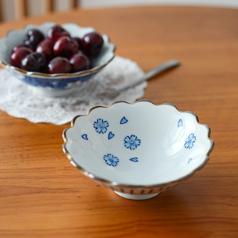 Japanese Underglaze Colored Snack Bowl,Retro High-value Dessert Complementary Fruit Bowl,Kitchen Tableware Multifunctional Bowls