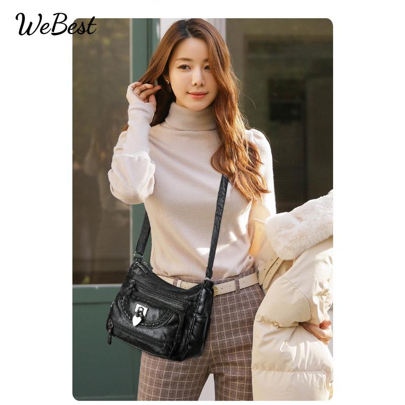 

Weaving Simple Single Shoulder Large Capacity Women s Crossbody Bag чёрный