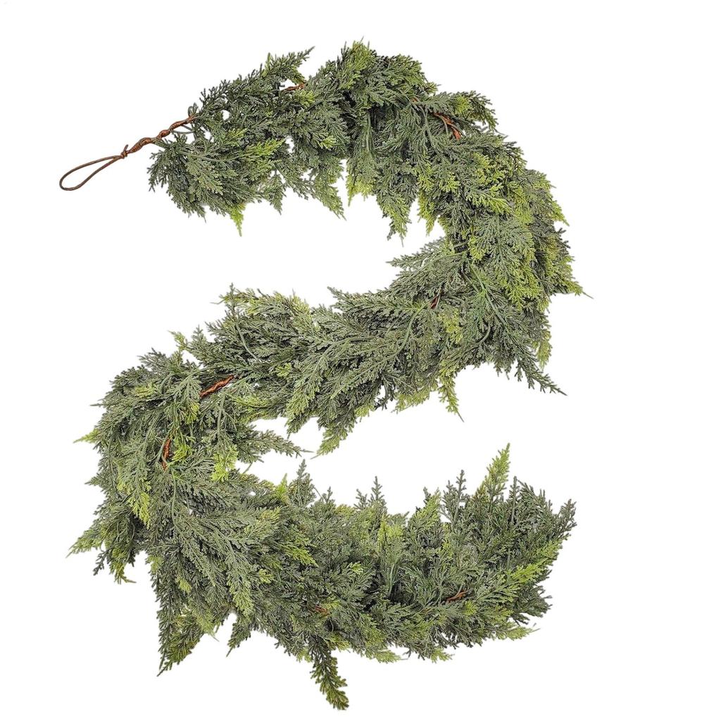 Christmas Artificial Cedar Garland Realistic Green Garland For Front Door Holiday Atmosphere Props For Garden Outdoor Indoor