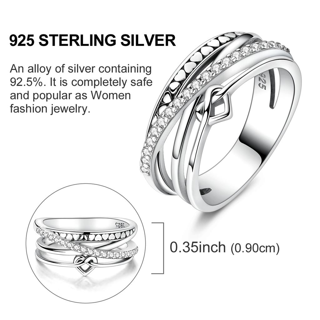 Rings For Women 925 Silver Color Zircon Winding Romantic Ring Finger Beaded Luxury Jewelry Original Engagement Wedding Gift