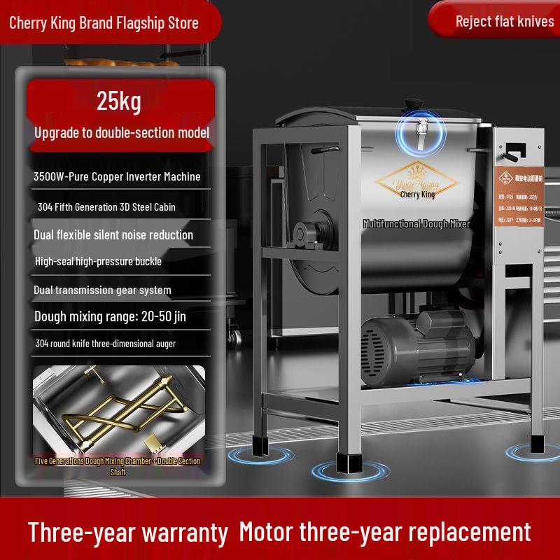 Stainless Steel Automatic Dough Mixer: 5-25 kg Capacity Kneading Machine.