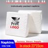 Custom Square Paper Napkins with Logo for Hotels and Catering, Individually Packaged