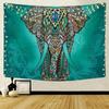 Boho Elephant Tapestry, Teal Tribal Print Wall Hanging for Bedroom, Dorm, Living Room & Bohemian Home Decor