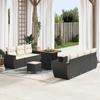 10-Piece Garden Sofa with Black Poly Rattan Cushions, 3-Piece Garden Dining Set with Poly Rattan Cushions 3363785