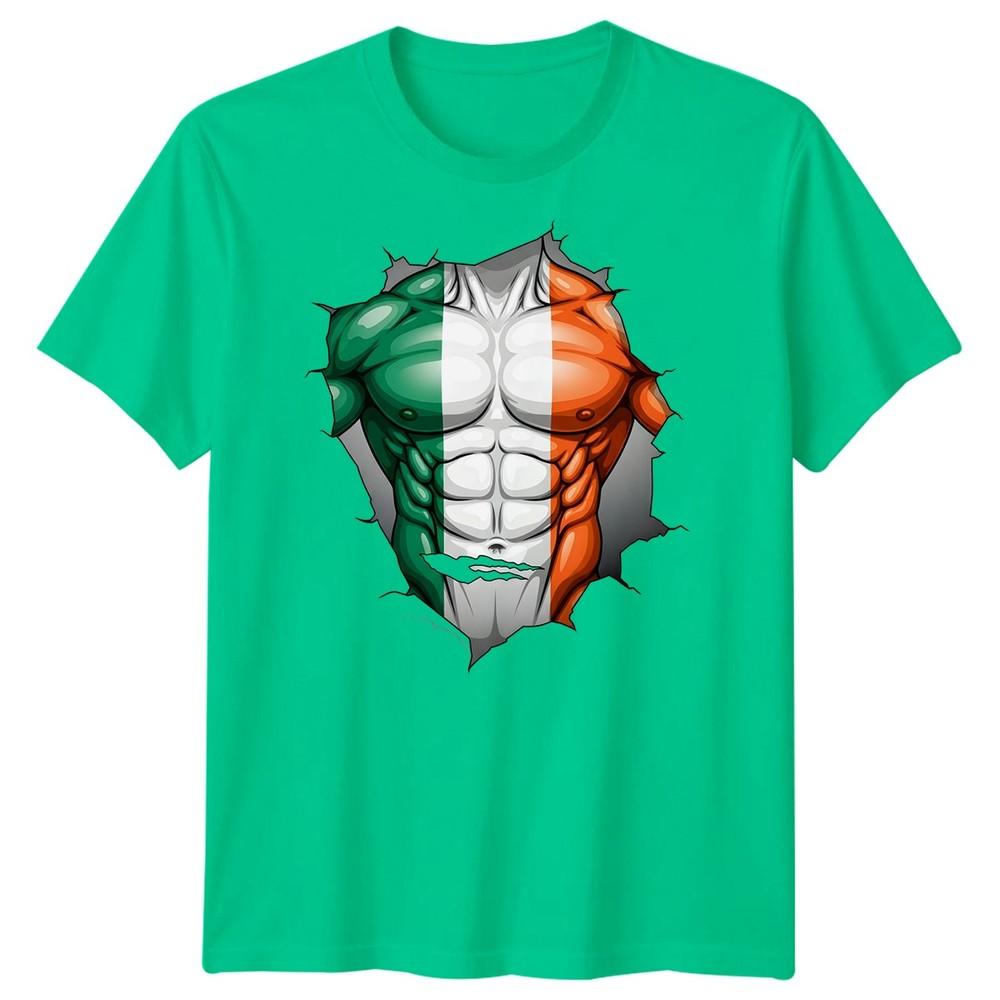Ireland Flag Muscular Unisexs TShirt Irish National Pride S