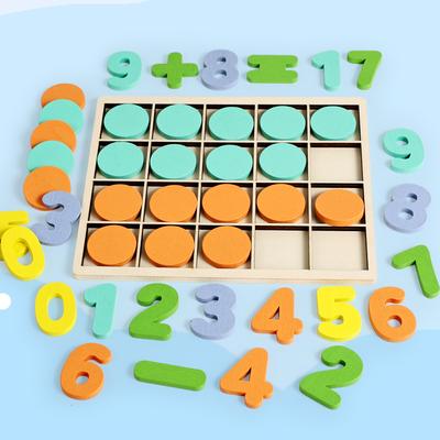 Dětské předškolní vzdělávání osvícení digitální mřížková pole dřevěná barva 0-9 matematická skládačka disk mateřská škola výukové pomůcky