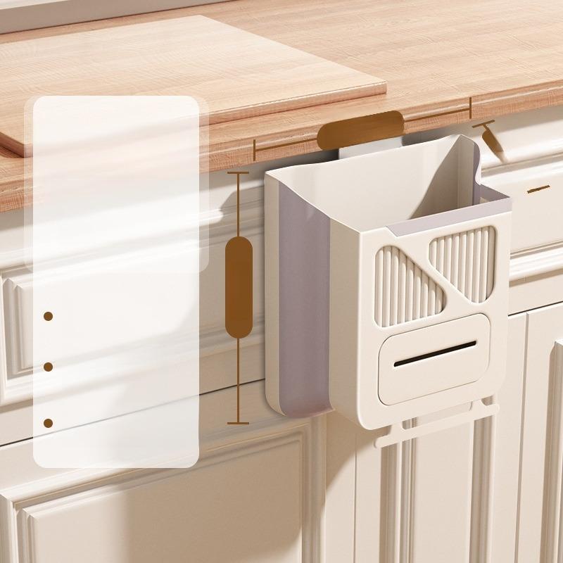 Household collapsible garbage bin cabinet doorKitchen punch-free trash can cabinet door wall-mounted household trash basket