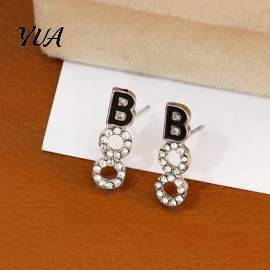 Fashionable Holiday Statement Jewelry 1 Pair Halloween BOO Earrings for Women, Sparkly Rhinestone Boo Lightweight Party Accessories Letter Stud