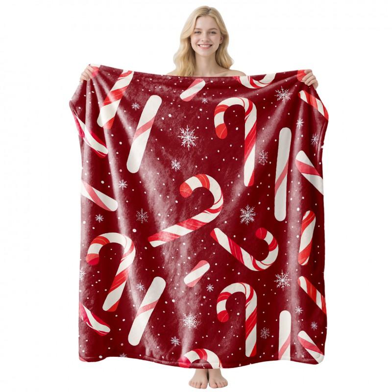 Christmas Themed Flannel Fleece Blanket Nap Throw Customizable Home Use