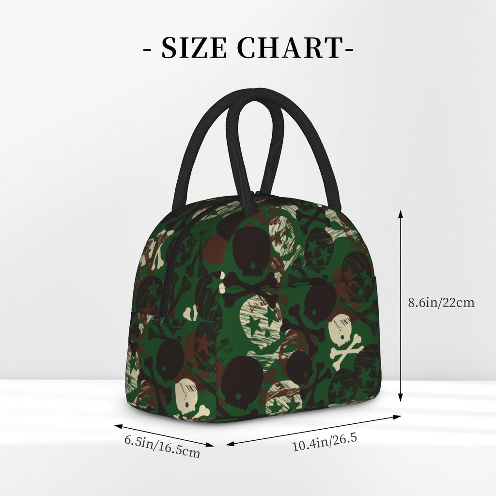 Camouflage Star Skull Insulated Lunch Bag Cooler Bag Reusable,Lunch Container High Capacity Tote Lunch Box Food Storage Bags