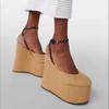 Shallow Ankle Strap Super High Heel Wedges Sandals Grass Woven Platform Women Summer Sandals 2025 New Linen Round Toe Sandals