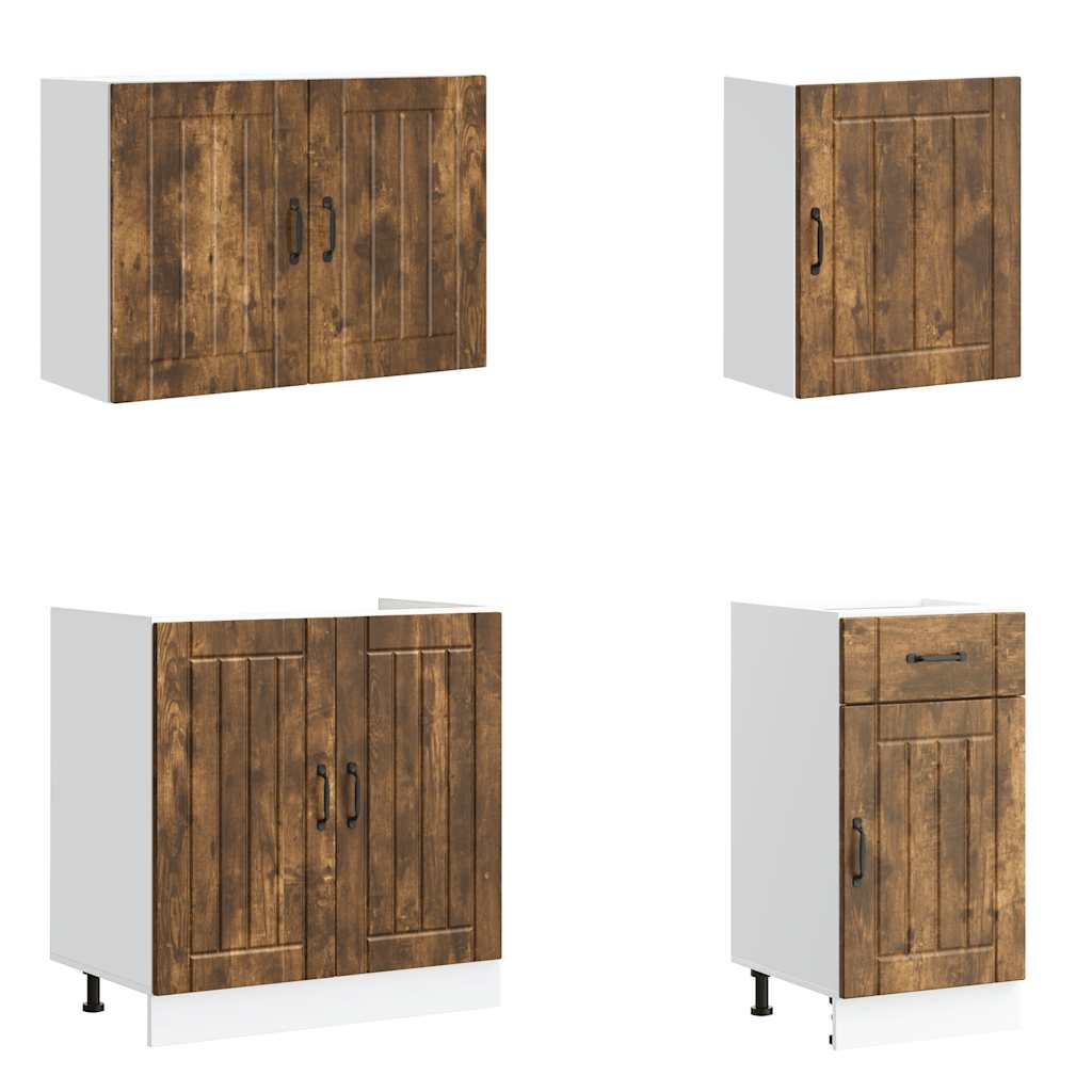 7 Piece Kitchen Cabinet Set Lucca Smoked Oak Wood Based Material