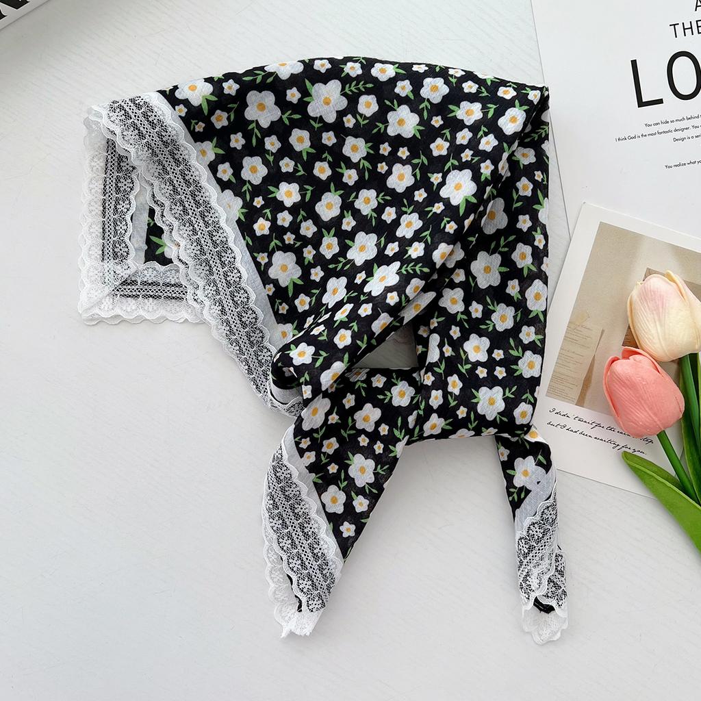 Summer Lace Sweet Girlish Vibe Headscarf Multi-Functional Decorative Small Scarf Headband
