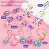 3D Sticker Maker Kit DIY Jewelry Making Machine Arts and Crafts Kids Toy Princess Pendant Keychain Ring with Beads Gift for Girl