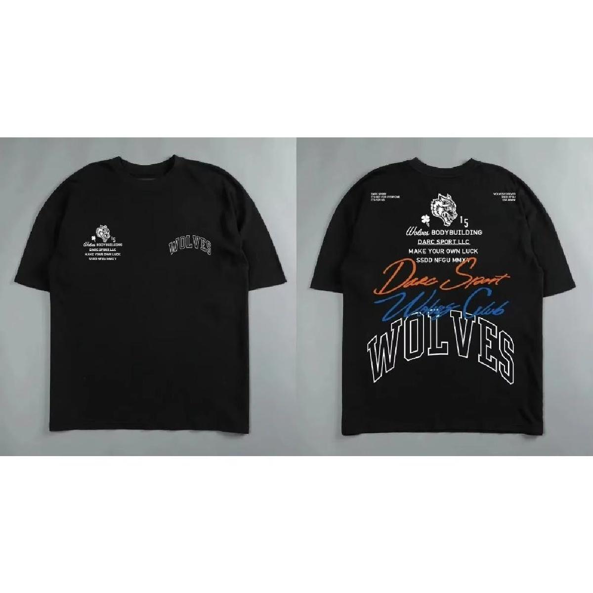 

Darc Sport Wolves Спортивные футболки для зала Оверсайз для тренировок Фитнес Одежда для мужчин с графическим принтом DTG Футболки Darc Sport Wolf S