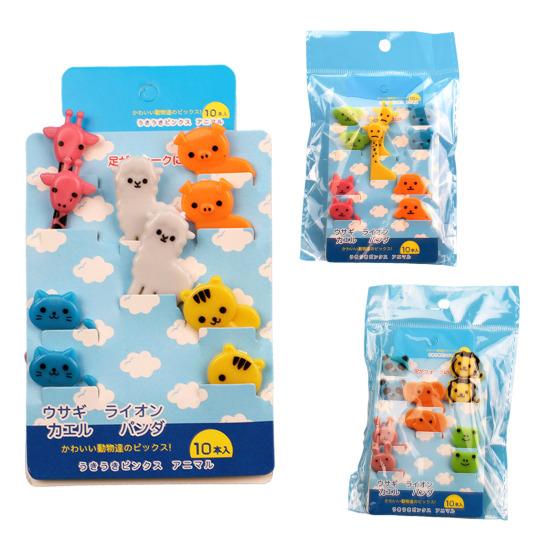 10Pcs Cartoon Animal Fruit Forks Cake Dessert Food Picks Lions Giraffe Elephants Animal Toothpicks Creative Food Presentation Tools for Kids