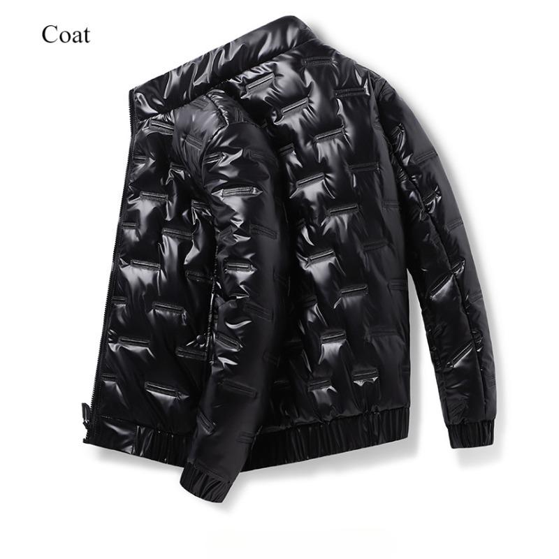 Verdickte warme wasserdichte winddichte Daunenjacke Neue Winter Herren Kapuzen Schwarz Mode Kaltmantel